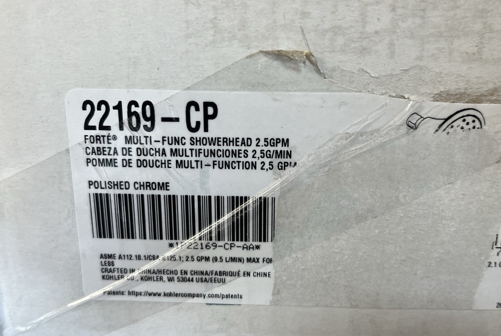 Kohler 22169-CP Forte Handheld Showerhead – 3 Spray Settings – Polished Chrome