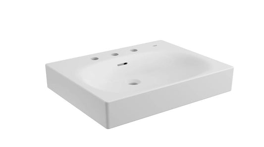 Grohe Eurocube 24" Wall Mount Bathroom Sink Fireclay White 3-Hole 8” Faucet