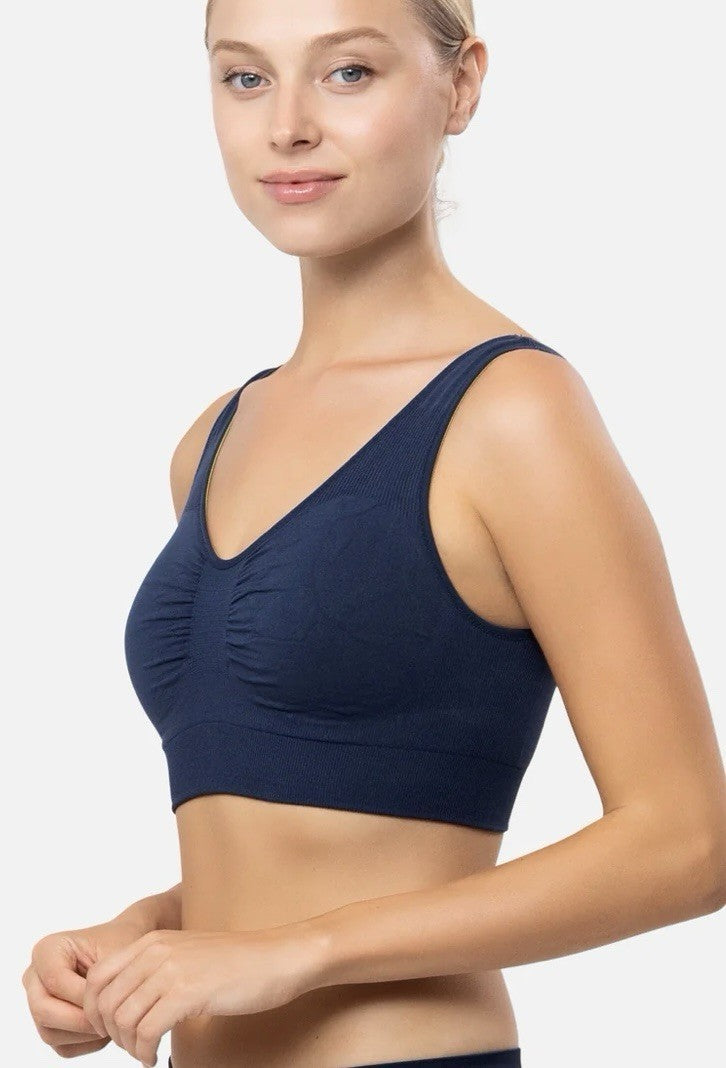 Underoutfit Everyday Comfort Reversible Bralette-452 navy/green, size large