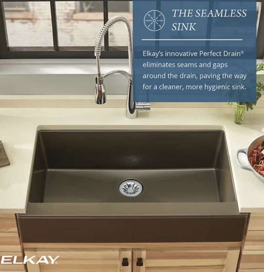 Elkay Quartrz Luxe Farmhouse Sink elxufp3620cn0 -chestnut