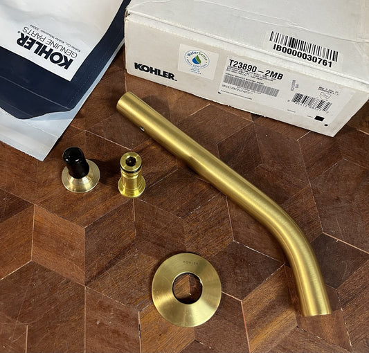 Kohler Components Wall-Mount Sink Faucet Spout 10" K-T23890-2MB Brushed Brass