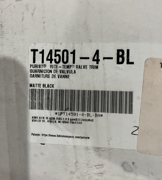Kohler Purist T14501-4-BL Matte Black Shower Valve Trim – Push Button Diverter