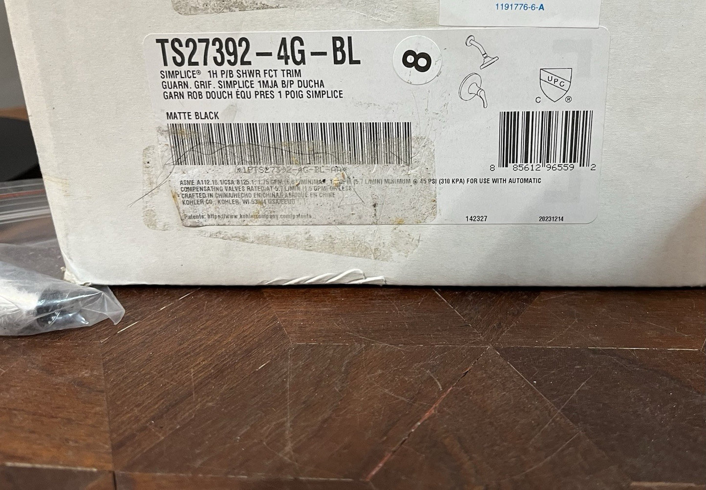 Kohler K-TS27392-4G-BL Simplice Rite-Temp Shower Trim Kit, Matte Black, 1.75 GPM