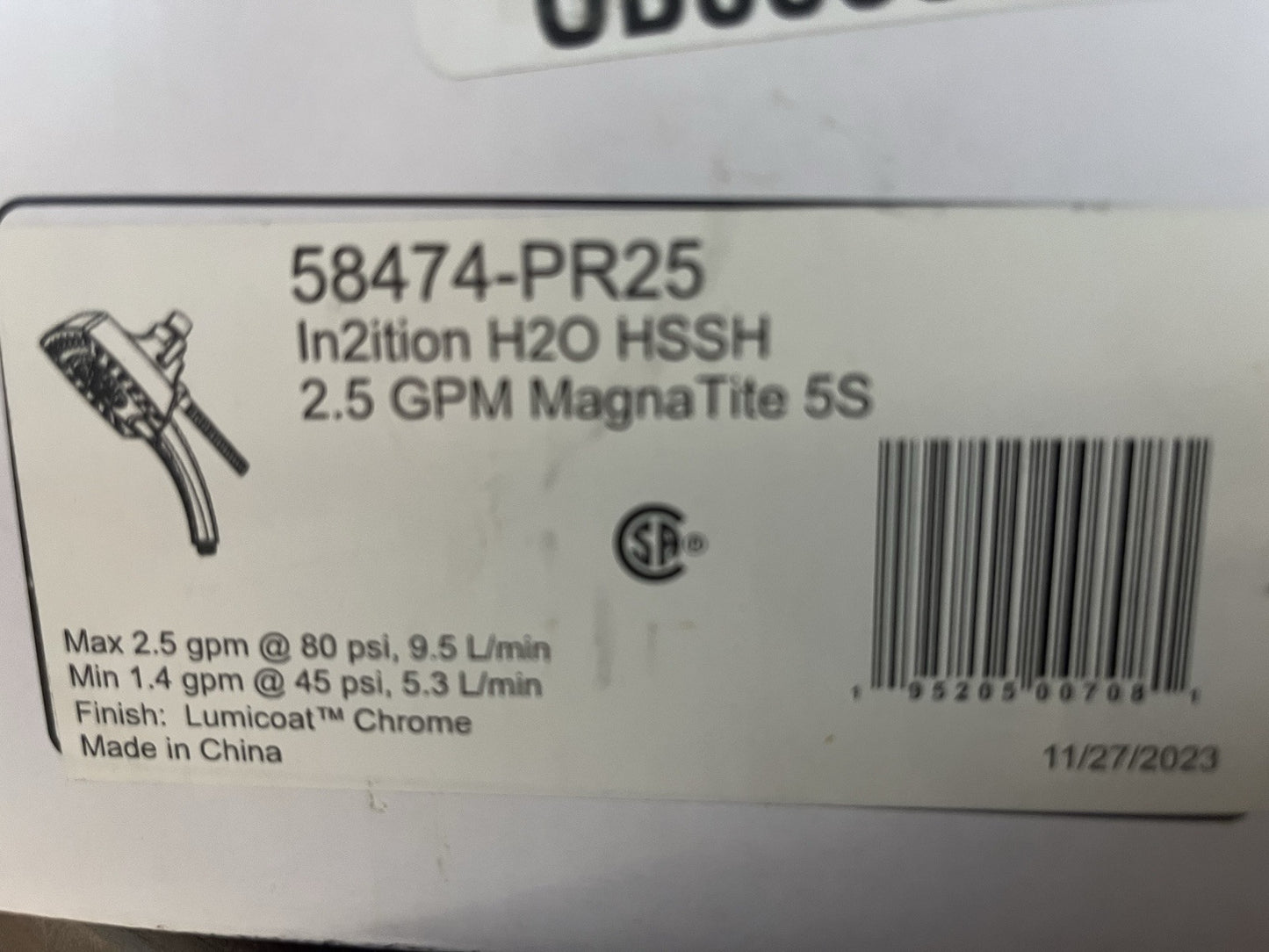 Delta 58474-PR25 In2ition 2-in-1 Multi-Function Shower Head, 2.5 GPM, Lumicoat C