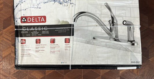 Delta 300-DST Classic Single-Handle Kitchen Faucet w/ Side Sprayer, Chrome ✨🚰