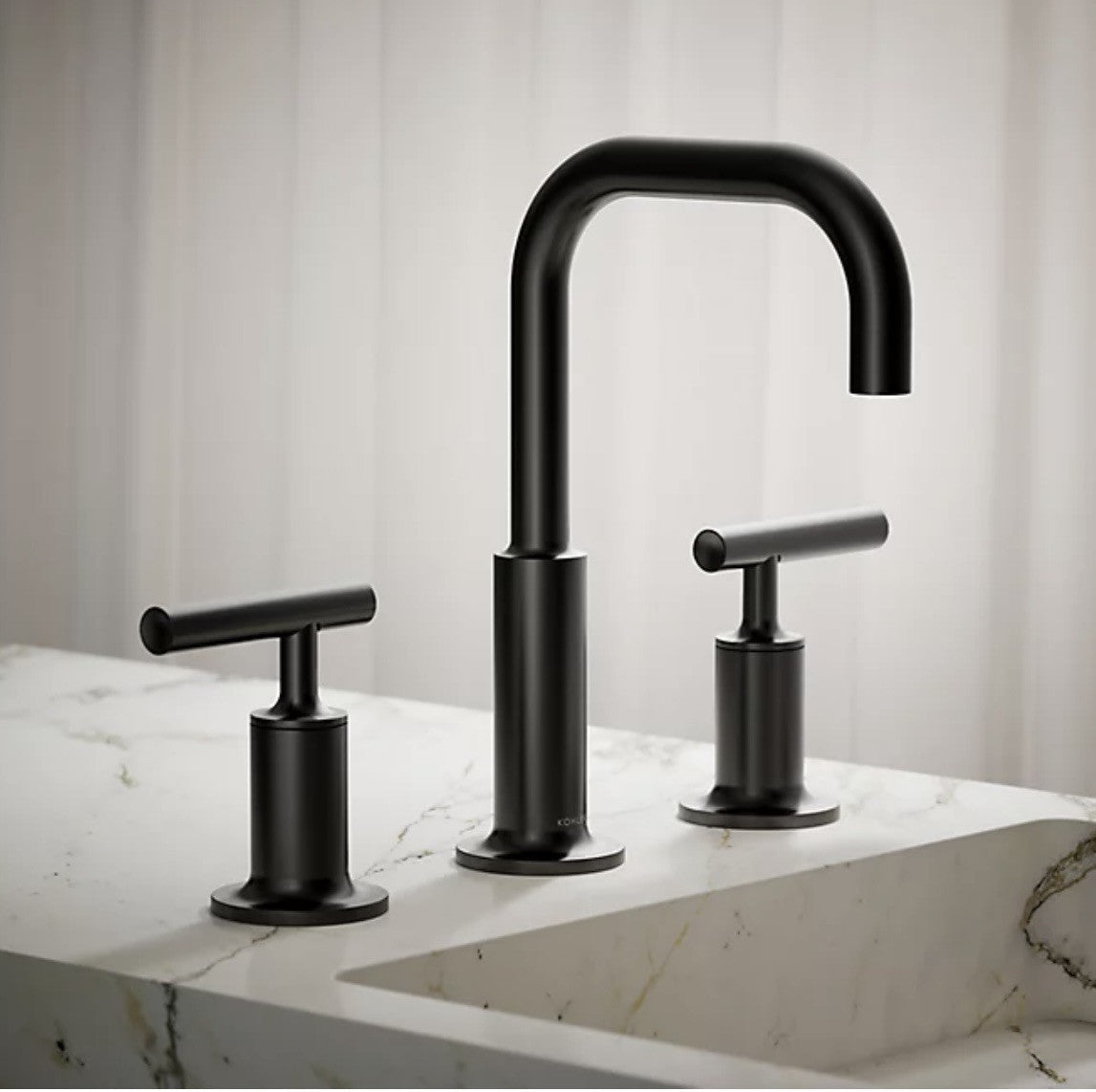 Kohler Purist Widespread Bathroom Faucet – Matte Black | K-14406-4-BL