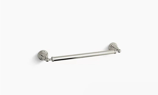 Kohler K-13108-SN Pinstripe 18" Towel Bar, Vibrant Polished Nickel, Modern Bathr
