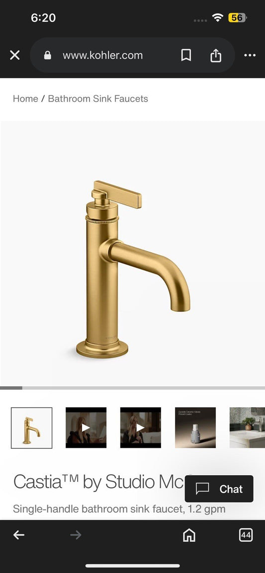 Kohler Castia Studio McGee K-35907-4-2MB Bathroom Sink Faucet Moderne Brass New