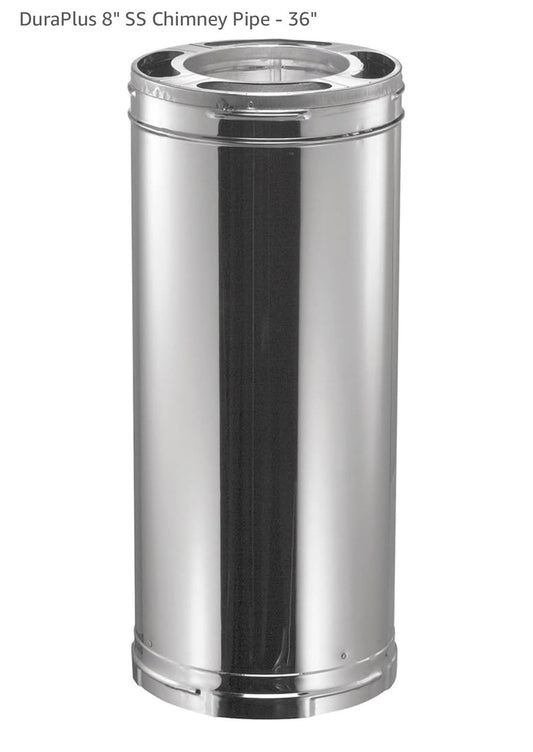DuraVent 8" x 36" DuraPlus Class A Triple-Wall Stainless Steel Chimney Pipe